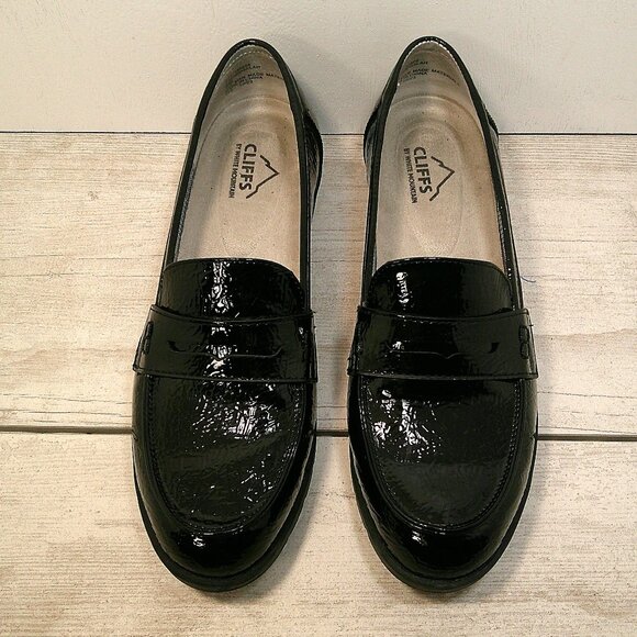 CLIFFS BY WHITE MOUNTAIN Women's Galah Penny Loafer Flats. Black Patent Size 9M - Picture 3 of 9